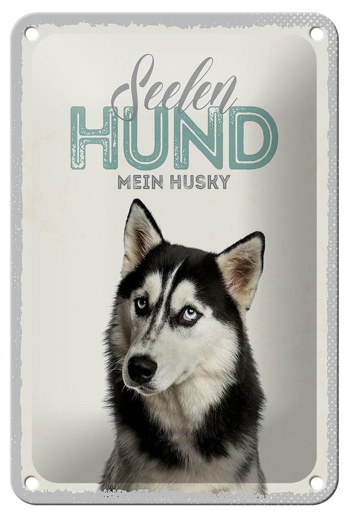 Blechschild Tiere 12x18cm Seelen Hund mein Husky Schild