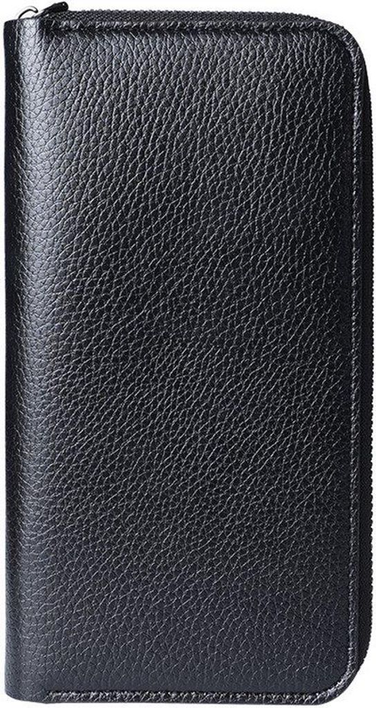 Große Leder-Handtas mit Rits für Männer, großes Fassungsvermögen, Schwarz, 20 x 10,5cm