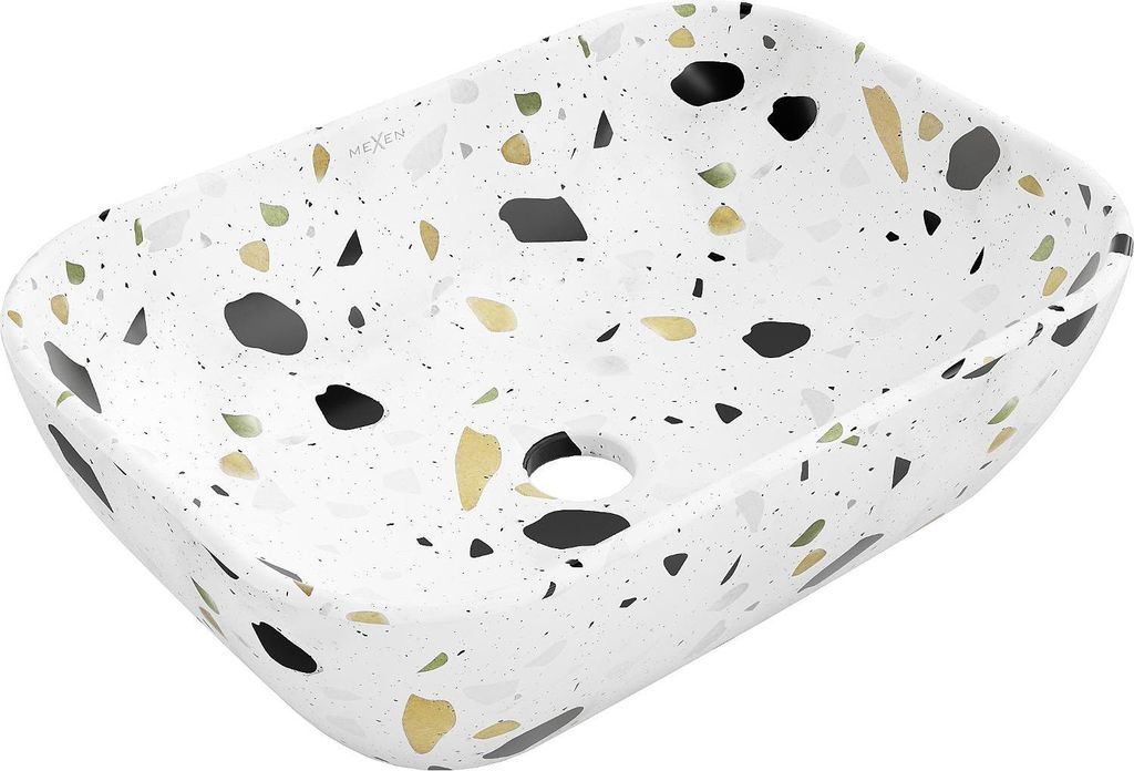 Mexen Rita Aufsatzwaschbecken 45 x 32 cm, weißer Terrazzo-Stein - 21084587