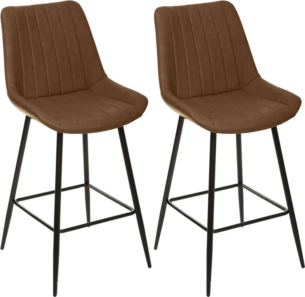 Tabouret de bar Thelma Cognac Eazy Living en métal et similicuir vieilli