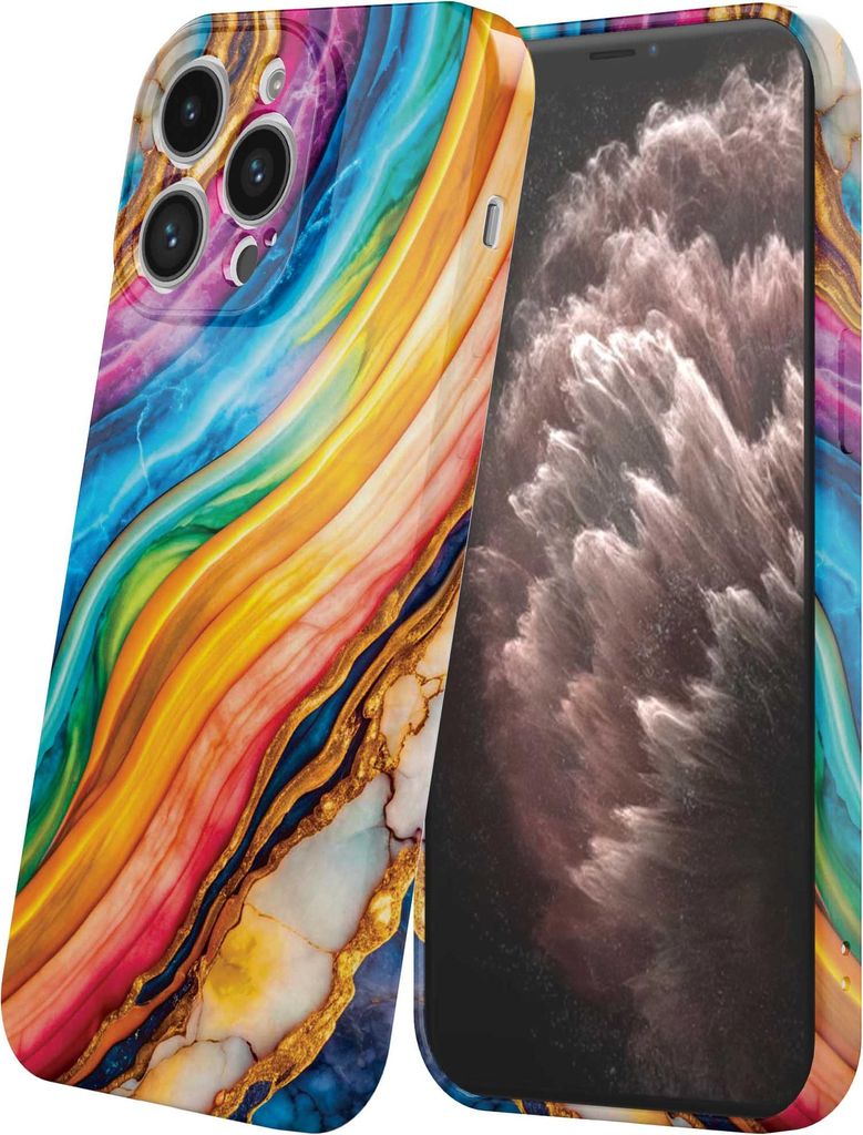 Smartphonica Handyhülle geeignet für iPhone 11 Pro Max mit Regenbogen Gold Marmor Print - Flexible Softcase TPU - Backcover Case Regenbogen Gold ...