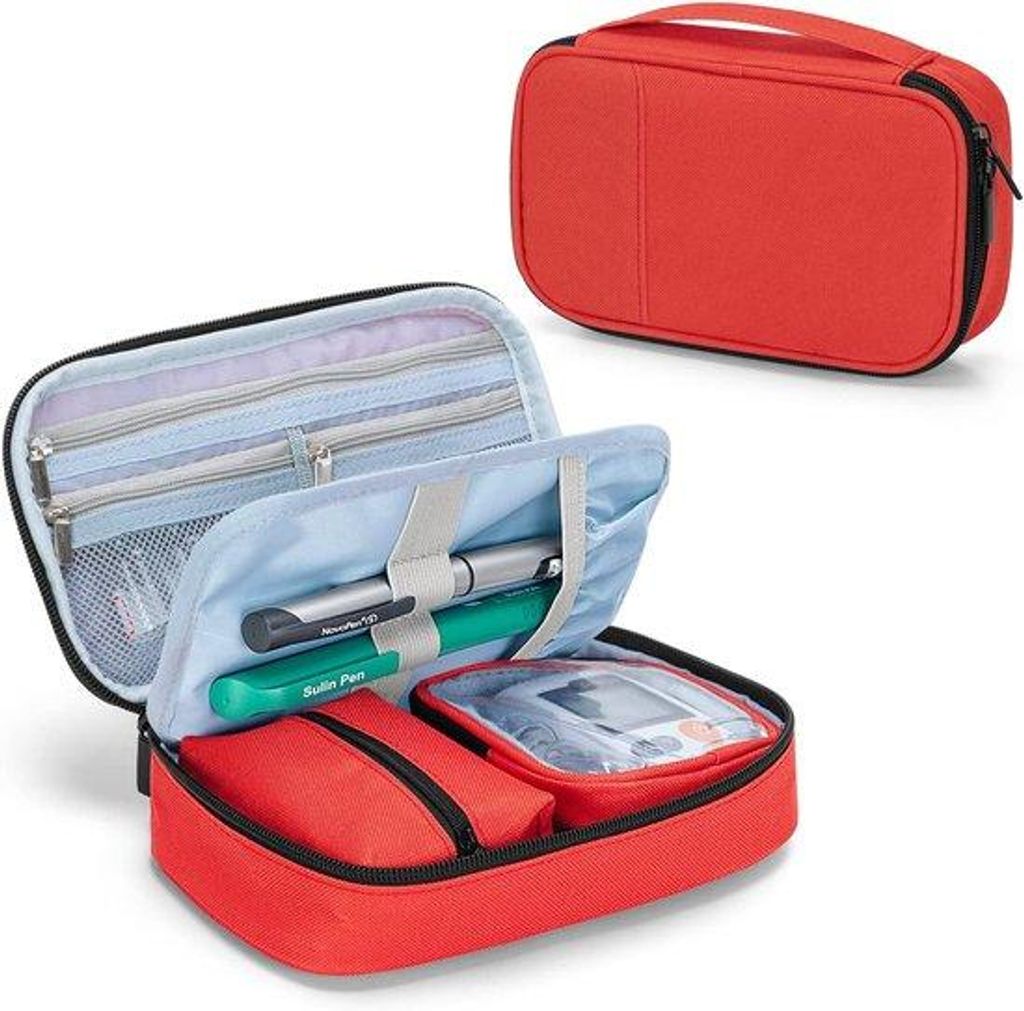 Diabetes Reiseorganizer mit Glukosemesser und Medikamenten Tasche