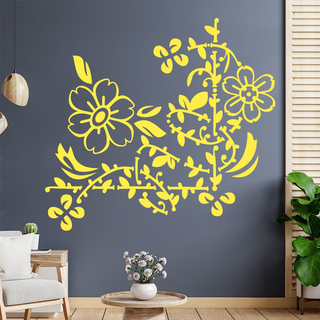 Blumenranke - Linien Wandtattoo in 6 Größen - Wandaufkleber Wall Sticker - Dekoration, Küche, Wohnzimmer, Schlafzimmer, Badezimmer