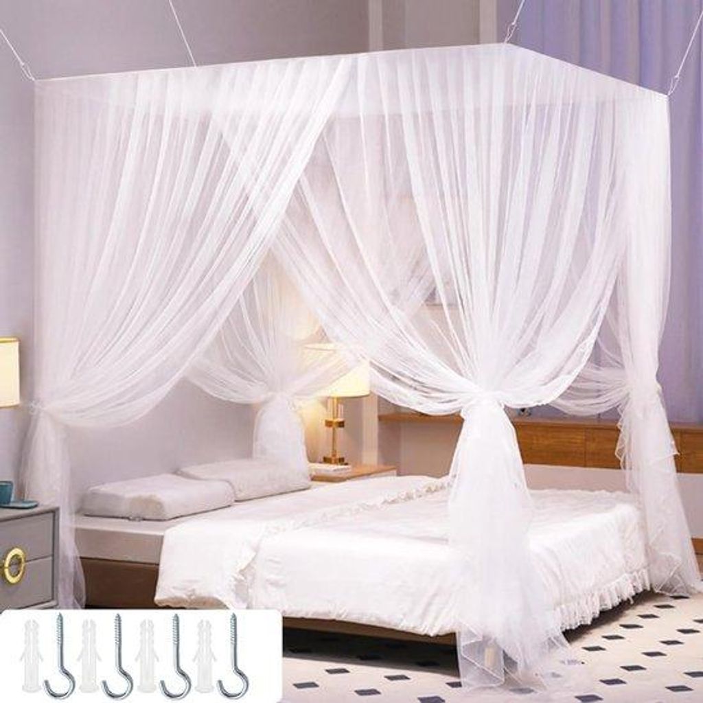 Famanu Klammernetz für Bett - Mückenschutz - 190 cm x 210 cm x 240 cm
