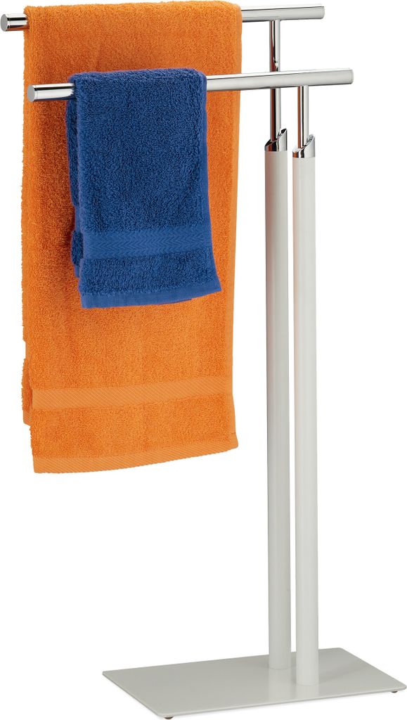 porta asciugamani da bagno a piantana 2 aste bianco e Immagine del prodotto 