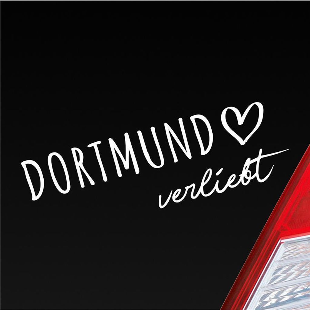 Auto Aufkleber Dortmund verliebt Herz Stadt Heimat Liebe Car 19x6 cm Weiss Matt Sticker Heckscheibenaufkleber