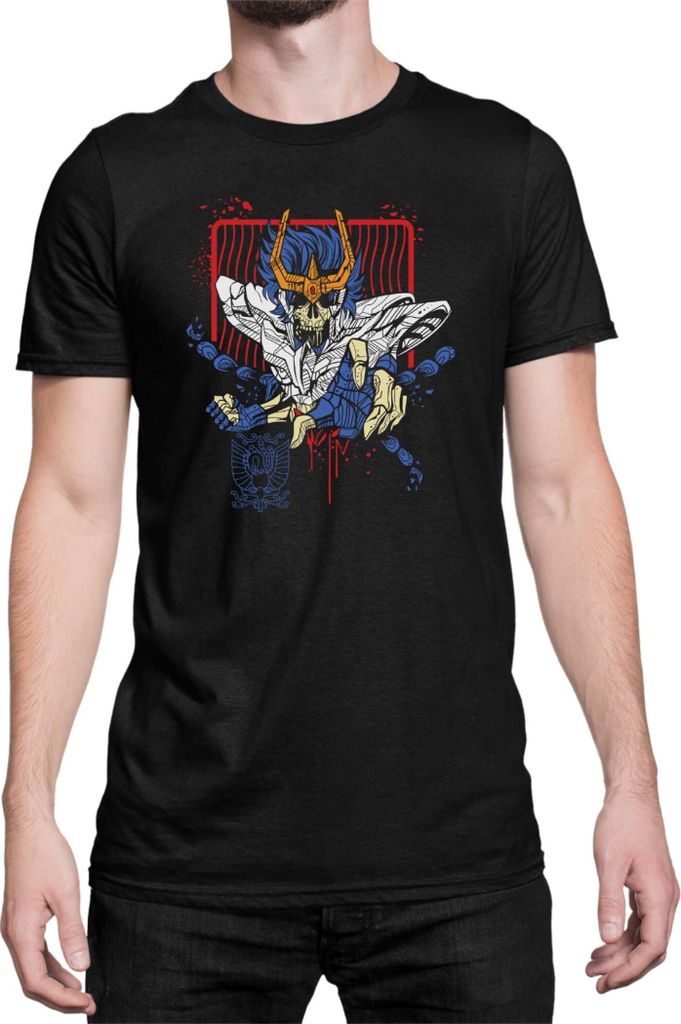 Herren T-Shirt Japan Anime Manga Saint Anime Seiya Zombie Knight 05 Dead Knight, Man 4XL / Schwarz