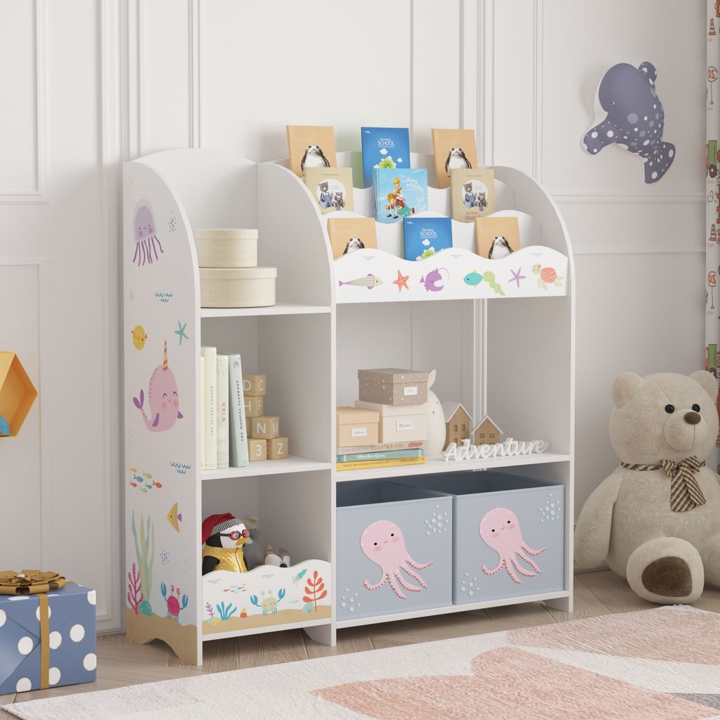 Detský regál "Lysekil" s 2 úložnými boxmi 100 x 93 x 30 cm Obrázok produktu 