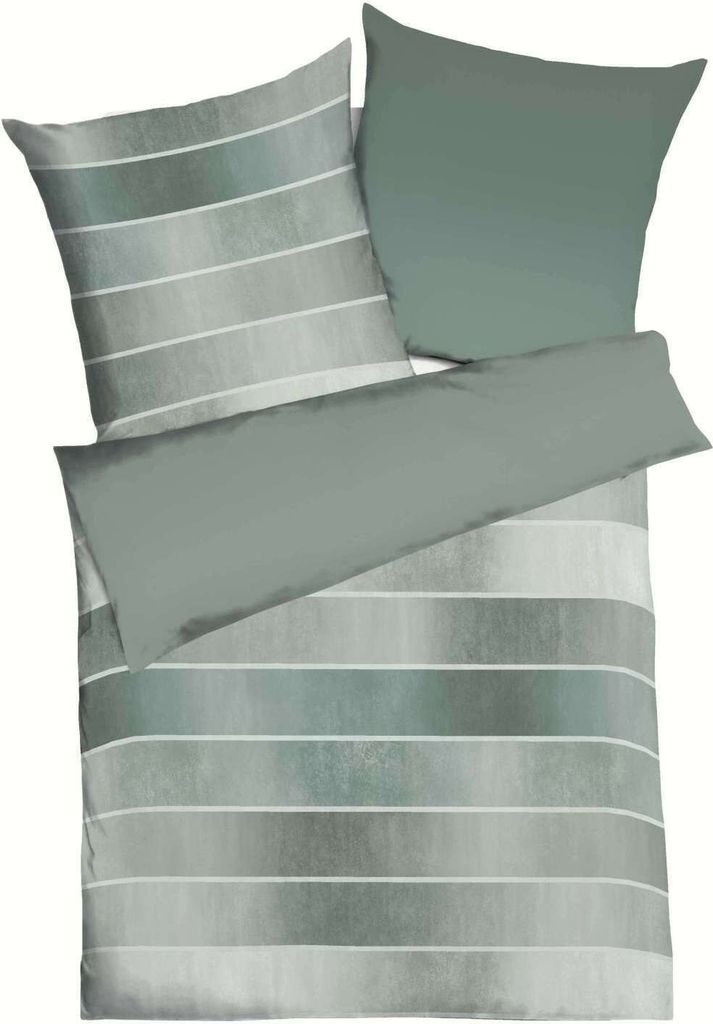 Kaeppel FEINBIBER Bettwäsche mit Reißverschluss, aus 100 % Baumwolle Timeless jade 2X80/80+1X200/200