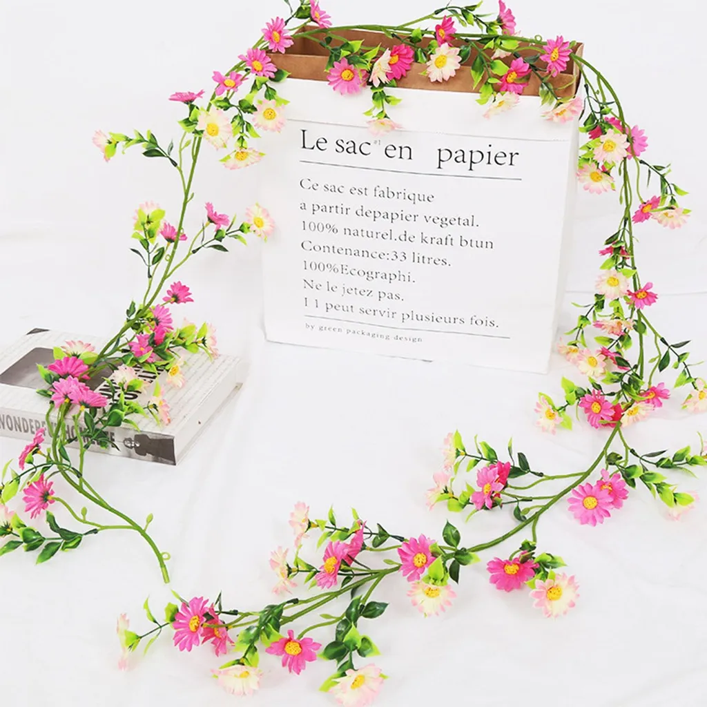 Plante suspendue artificielle rose 210 cm au rendu naturel premium