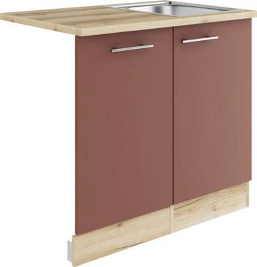 Optifit Spülenschrank inkl Spüle Geschirrspülerblende für vollintegrierte Geschirrspüler Bari407 BxTxH 90 x 60 x 84,8 cm