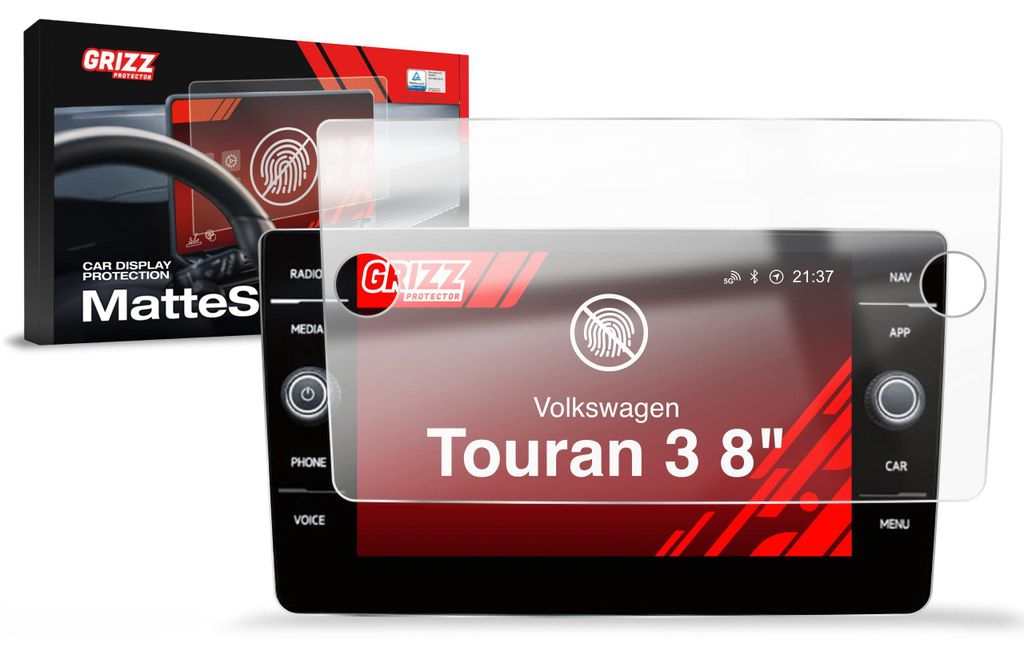 Matte Autodisplayfolie für Volkswagen Touran 3 Discover Media (2017-2026), Grizz Protector