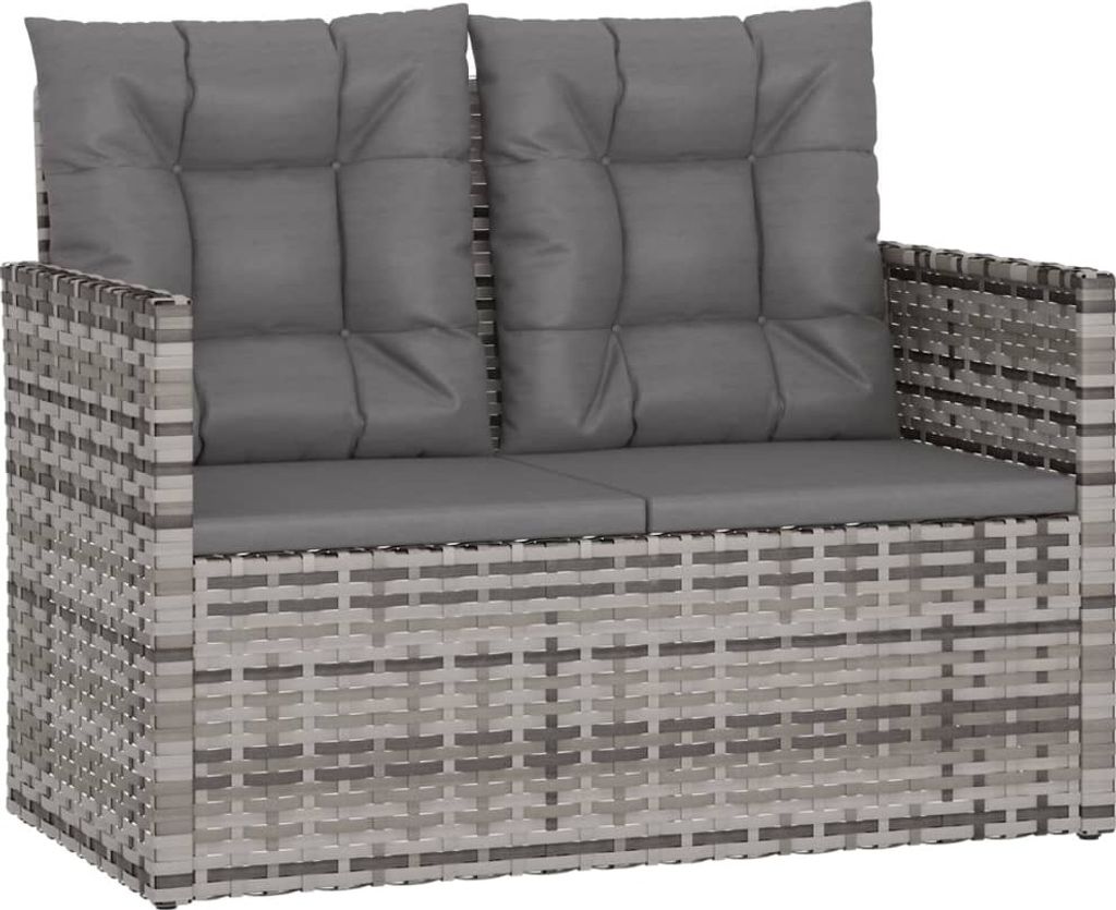 vidaXL Gartenbank mit Kissen Grau 105 cm Poly Rattan Produktbild 