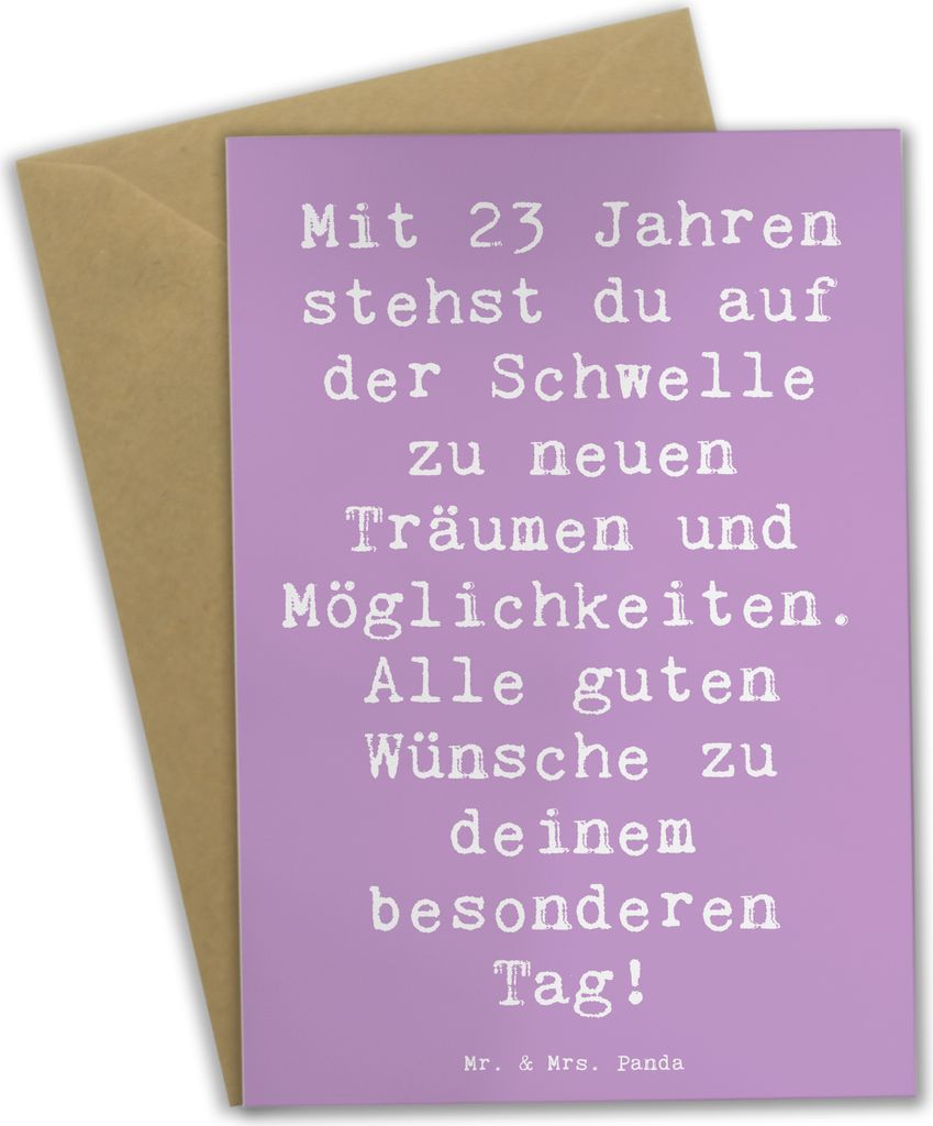 Mr. & Mrs. Panda Klappkarte Spruch 23. Geburtstag - Lavendeltraum - Geschenk, spezieller Tag, hochzeitskarten, Alles gut zum, glückwunschkarten, o...
