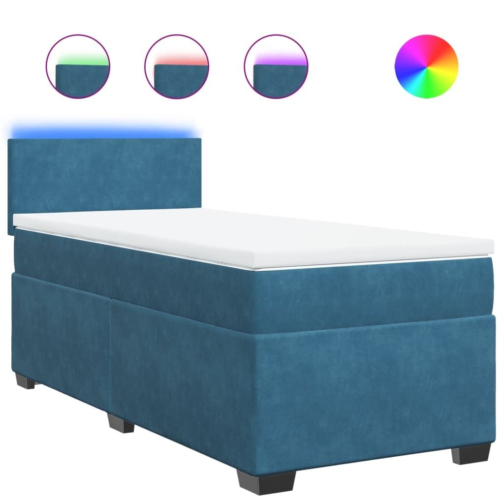 "SALE 2026"Boxspringbett - Einzelbett/Jugendbett mit Lattenrost - mit Matratze Blau 90x190cm Samt - Klassische Betten DEMöbel270421