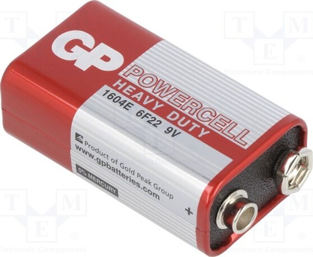 1x Batterie: Zink-Kohle 6F22 aufladbar(nein) GP 1604G Batterien 9V