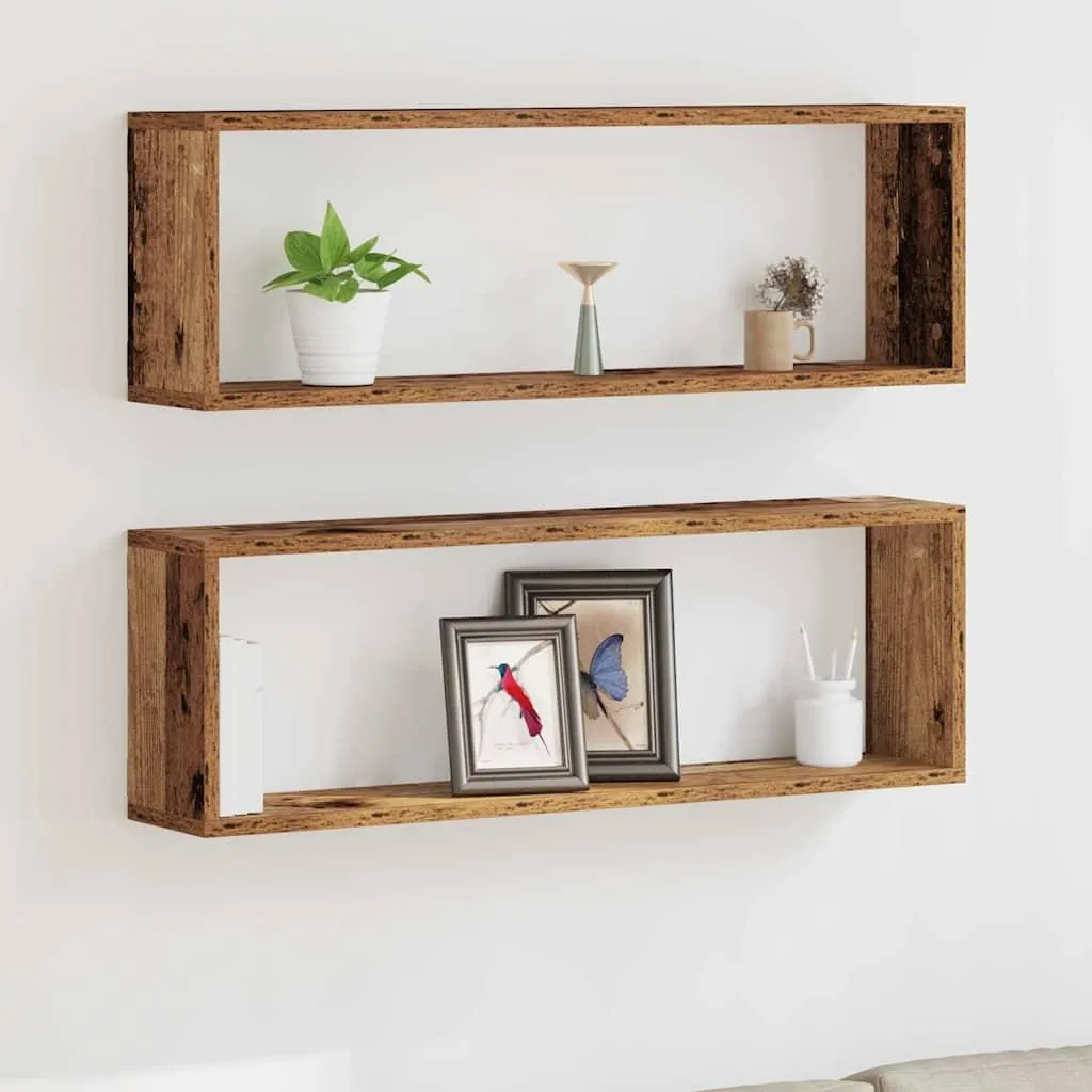 Set 2 Mensole Ufficio 80 cm Legno Recupero | Organizzazione e Stile