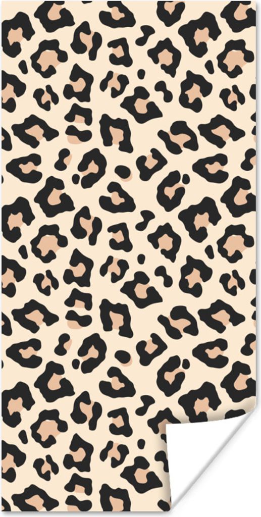 MuchoWow Poster Weiß - Rosa - Leopardenmuster 75x150 cm - Dekoration für die Wände