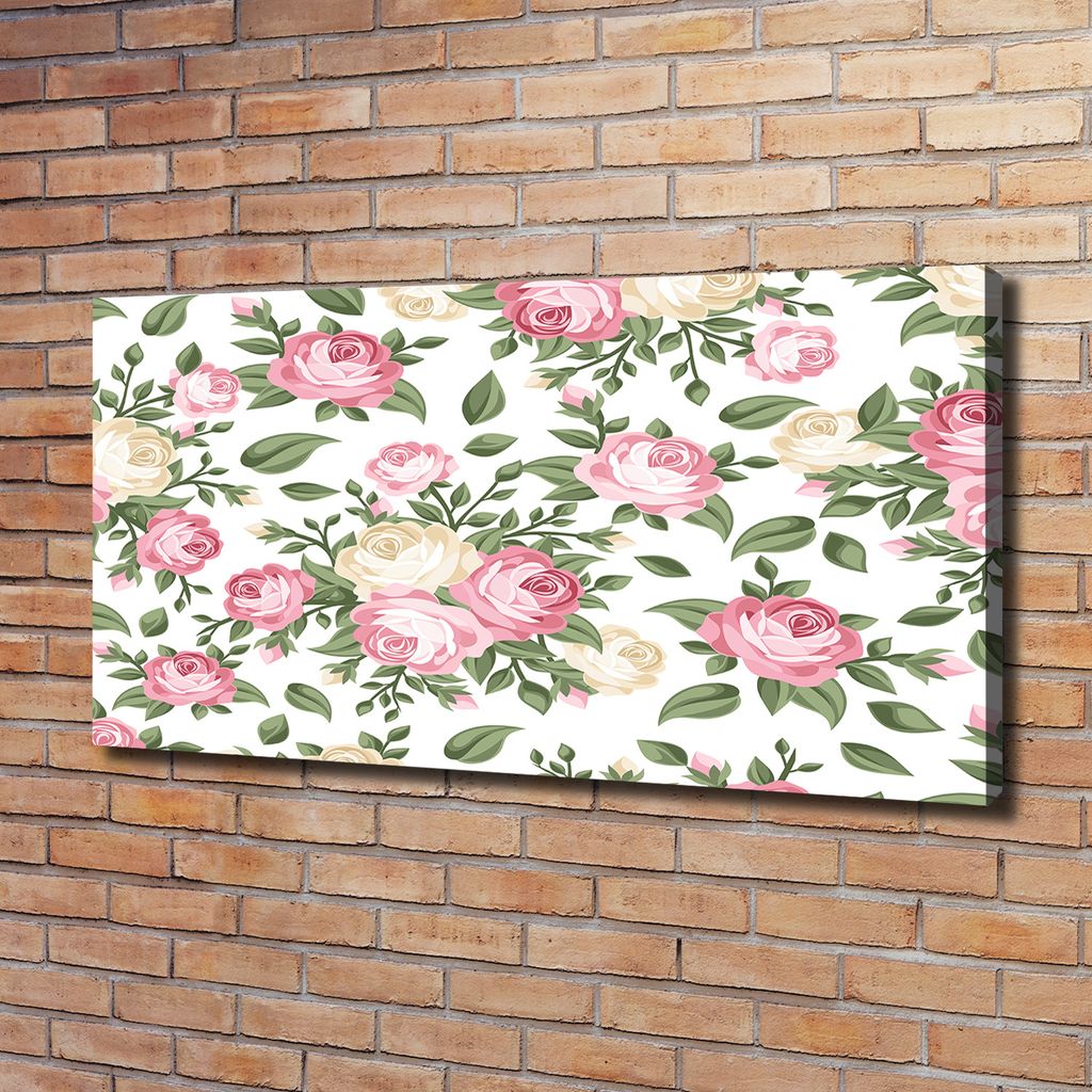 Tulup Leinwandbild - 120x60 cm - Wandkunst - Drucke auf Leinwand - Leinwanddruck - Blumen & Pflanzen - Rosa - Rosen