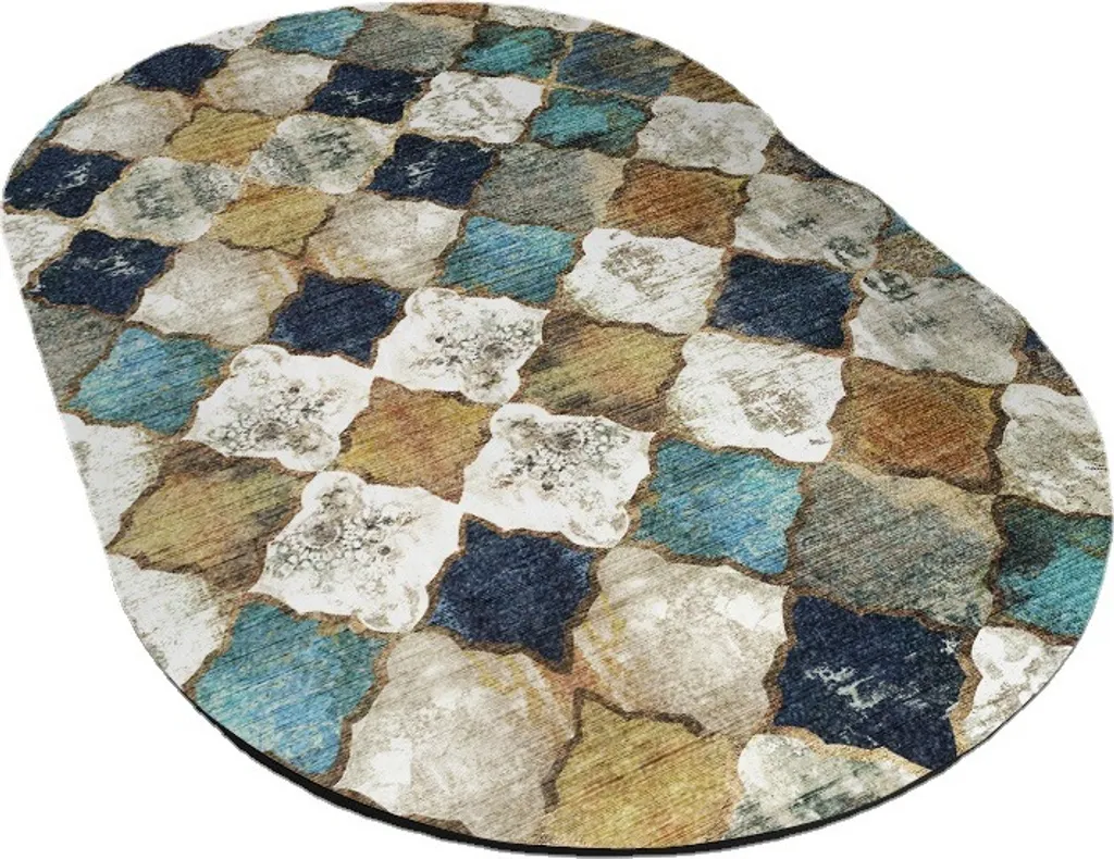 Tappeto Bagno Ovale Boho 80x120cm - Antiscivolo Assorbente Etnico