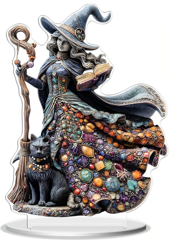 Halloween-Tischschild aus Acryl, 2D-Acryl, Geist, Kürbis, Baum, Hexe, Plakette für Home-Office-Schreibtisch, gestuftes Tablett, Dekor