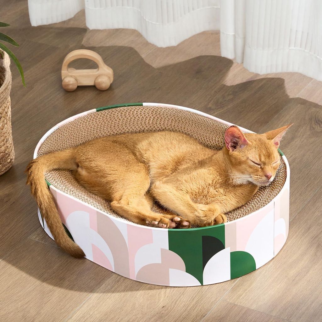 Katzenkrabplanken, 2 in 1 ovale Katzenkrabplanken Bowl Nest, gewölbte Lounge Krabblatte für Katzenbett, Katzenkrabmöbel für Sofa & Teppiche & B...