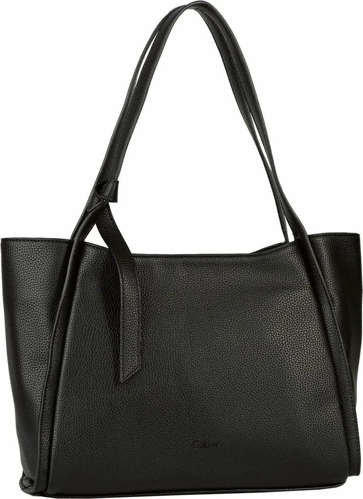 Sac shopping noir Gabor LACI ZIP en similicuir grainé haute qualité L