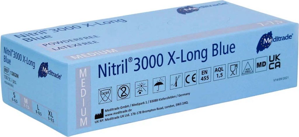 Meditrade Nitril® 3000 X-Long 100 Stk. Nitrilhandschuhe Produktbild 
