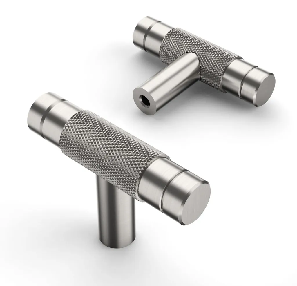 Boutons pour Armoires et Tiroirs en T Nickel Brossé, Pack Rénovation 10