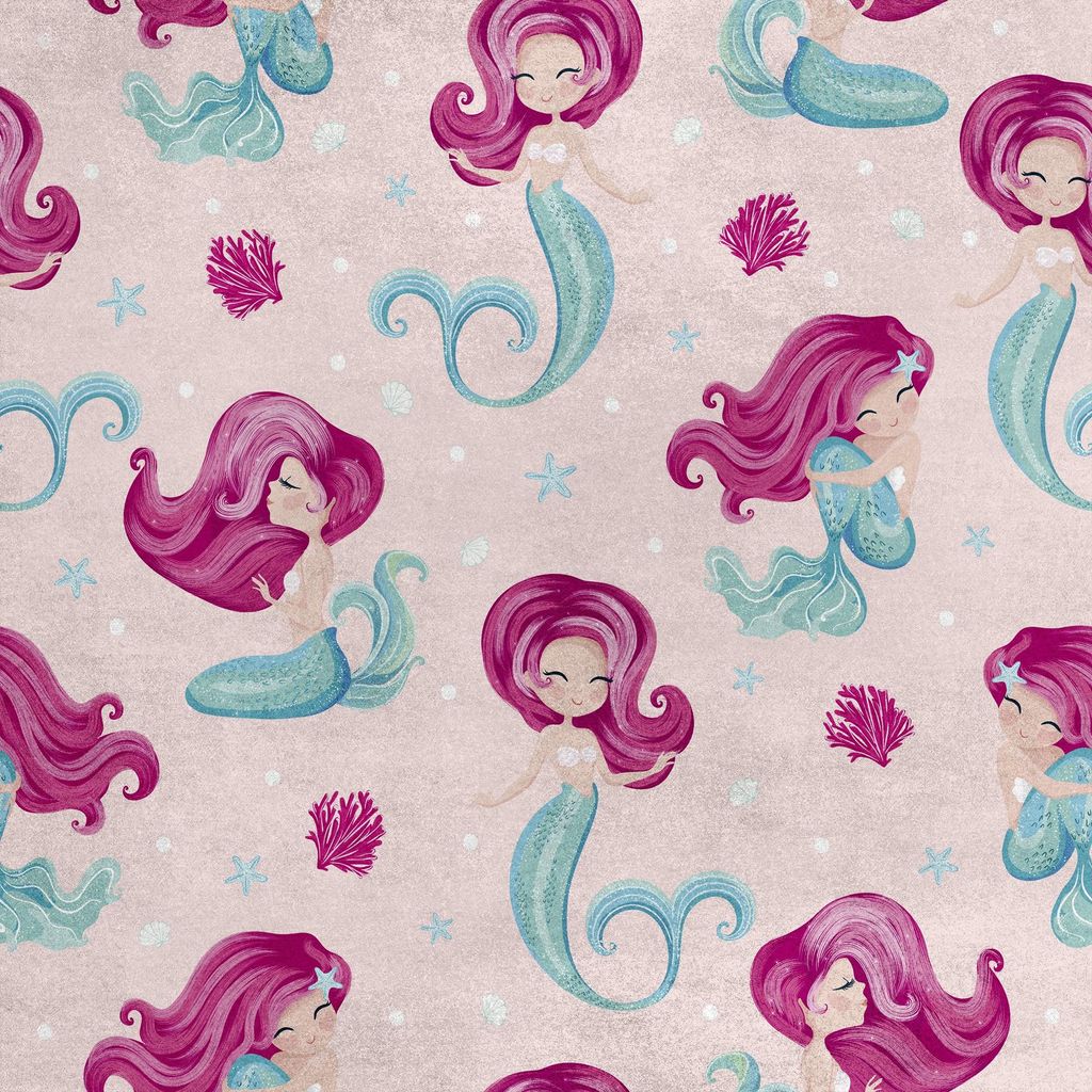 Royal Samt Stoff Polyester Zum Nähen - Motiv Schöne Meerjungfrau