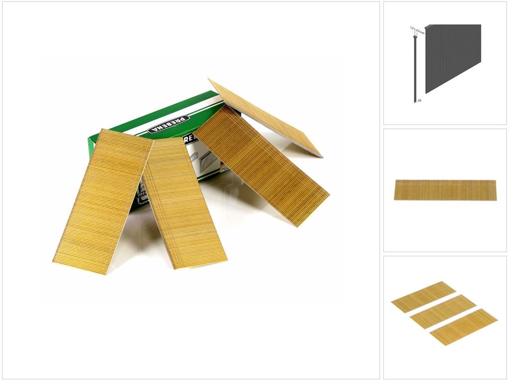 A box of nails with several nails fanned out in front of it, on a white background.