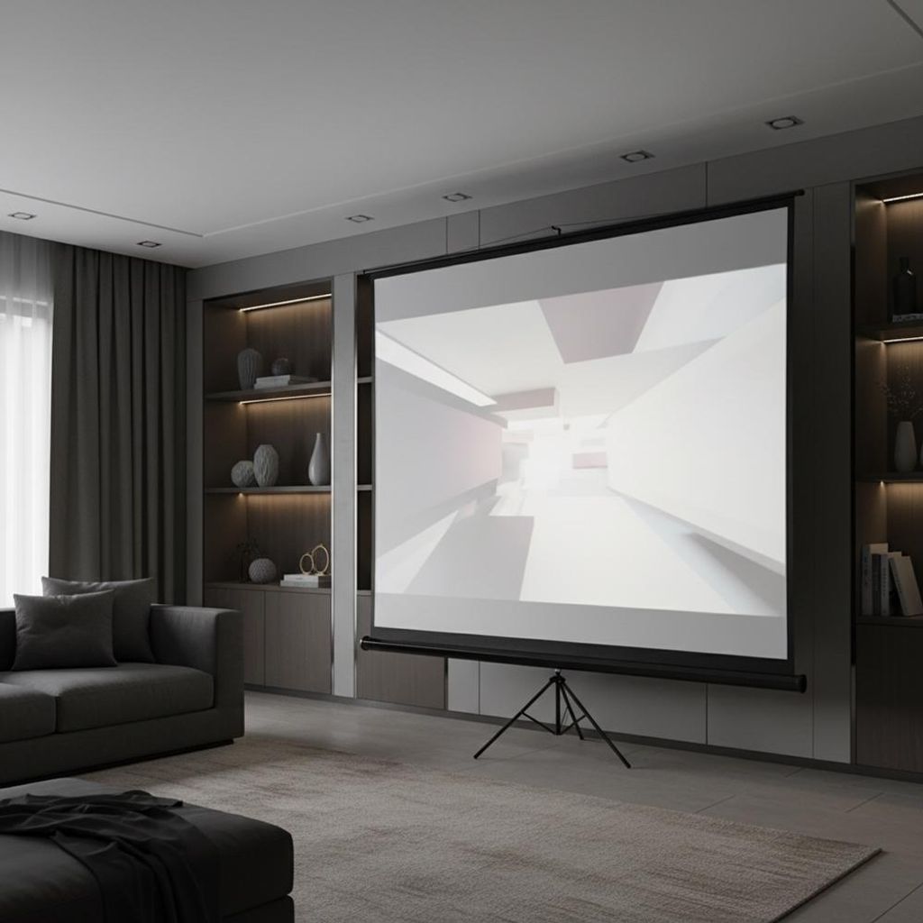Beamerleinwand 178x178cm HDTV 16:9 / 4:3 / 1:1 Heimkino Projektion Rollo Stativ