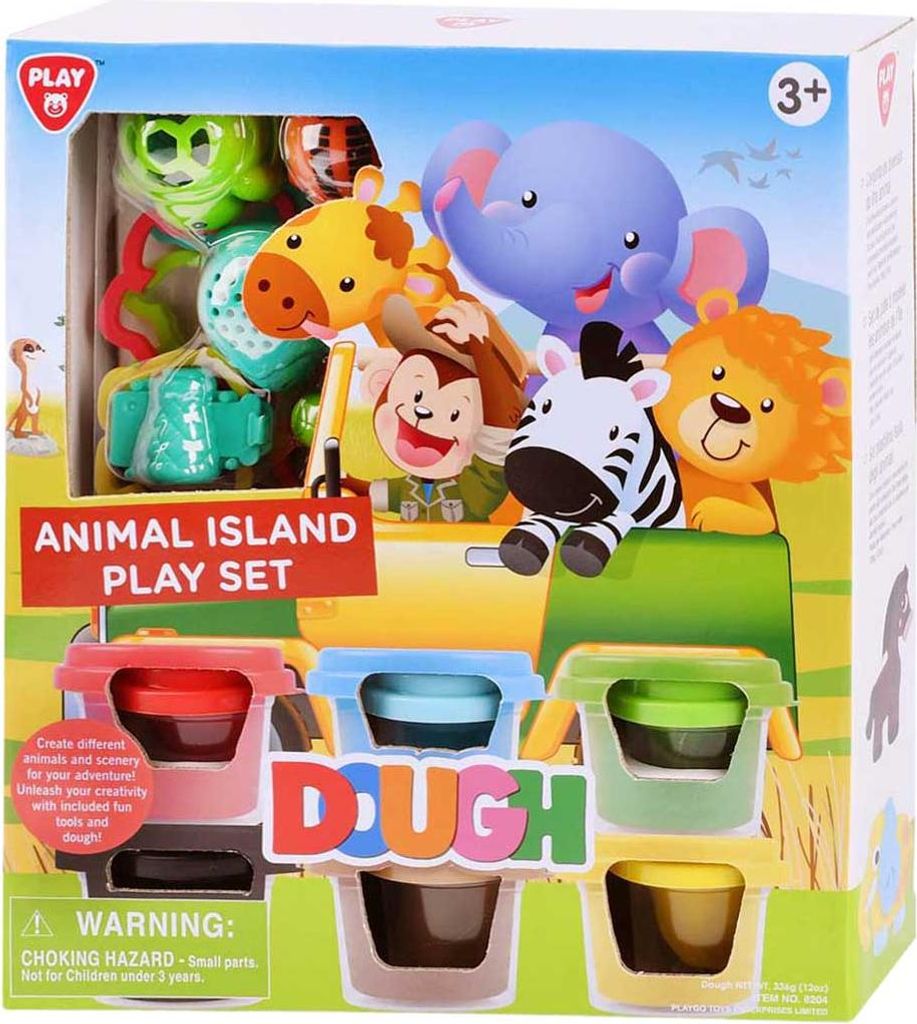 Playgo Tierinsel-Knete – 6 Knete-Töpfchen