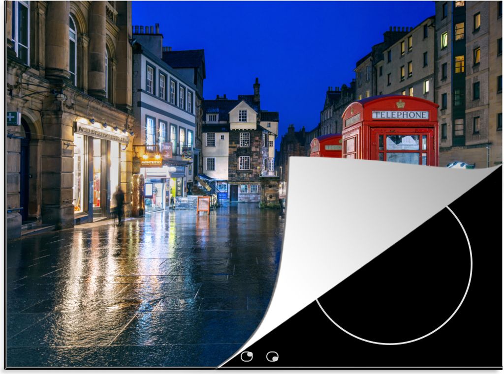 KitchenYeah Herdabdeckplatte Die Royal Mile in Edinburgh im Winter , 60x52cm, Küche Deko, Glaskeramikkochfeld Herdabdeckung, Abdeckplatte fùr K...
