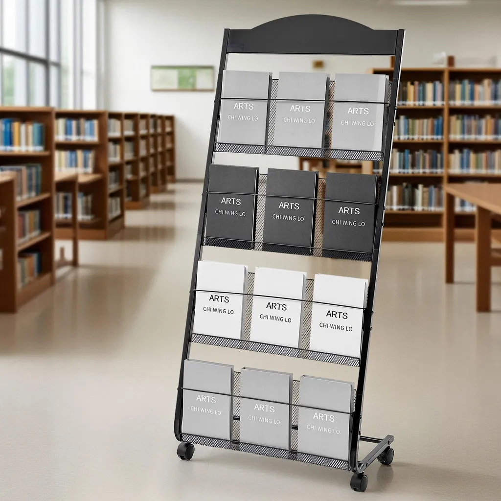 Porte-revues de sol mobile et pliable pour documentation publicitaire - 8