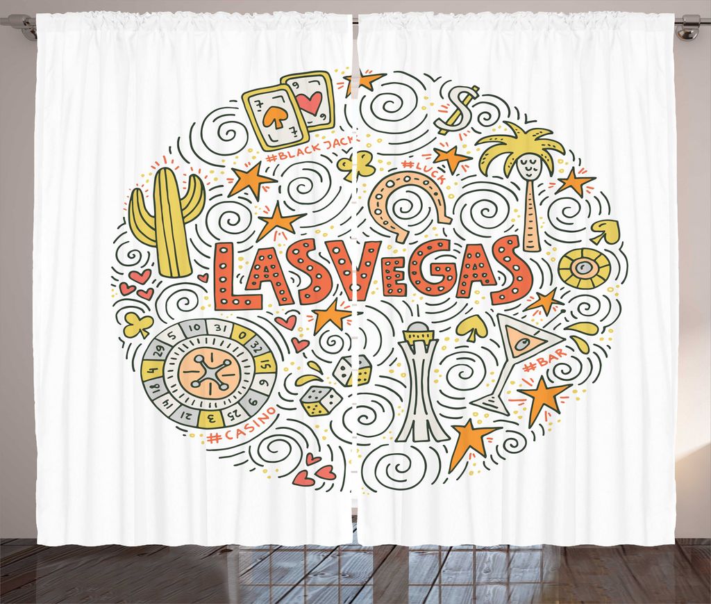 ABAKUHAUS Las Vegas Rustikaler Gardine, Gebäude übersichtliches Design, Schlafzimmer Kräuselband Vorhang mit Schlaufen und Haken, 280 x 175 cm, ...