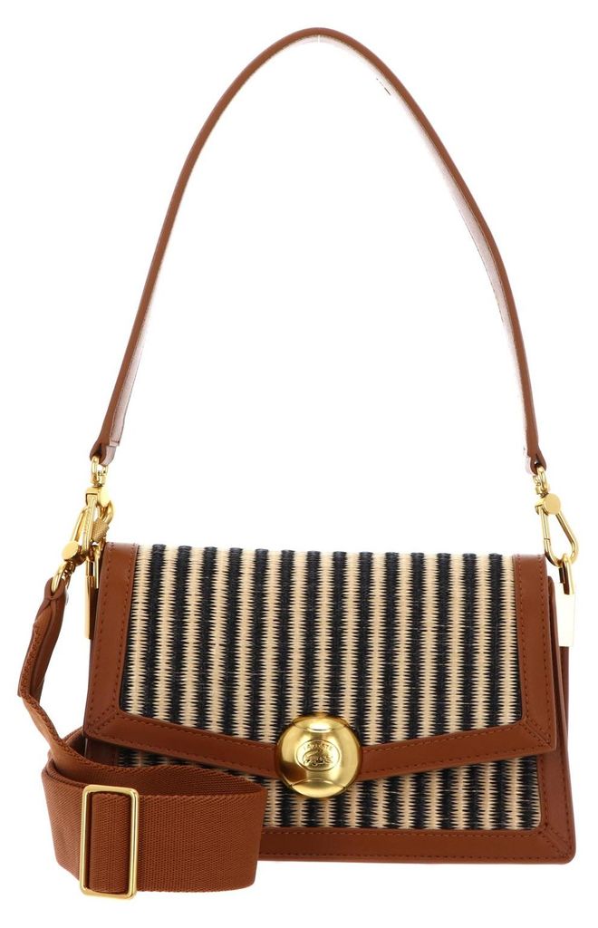 LACOSTE Schultertasche Umhängetasche Summer Pack Flap Shoulder Bag Natural Noir Tan hellbraun
