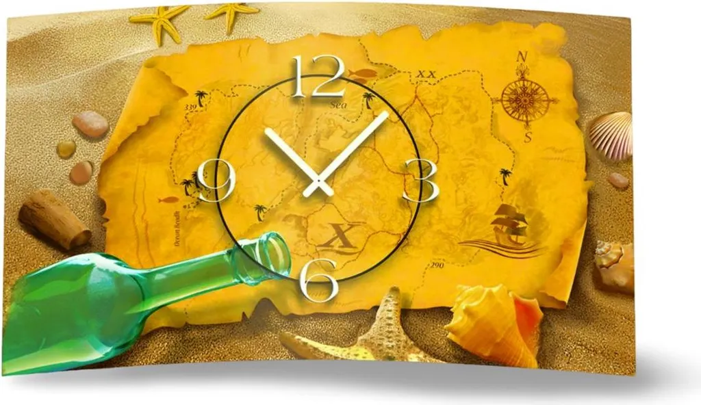 Orologio da parete di design con mappa del tesoro Orologio da parete moderno di design silenzioso senza ticchettio dixtime 3D-0084