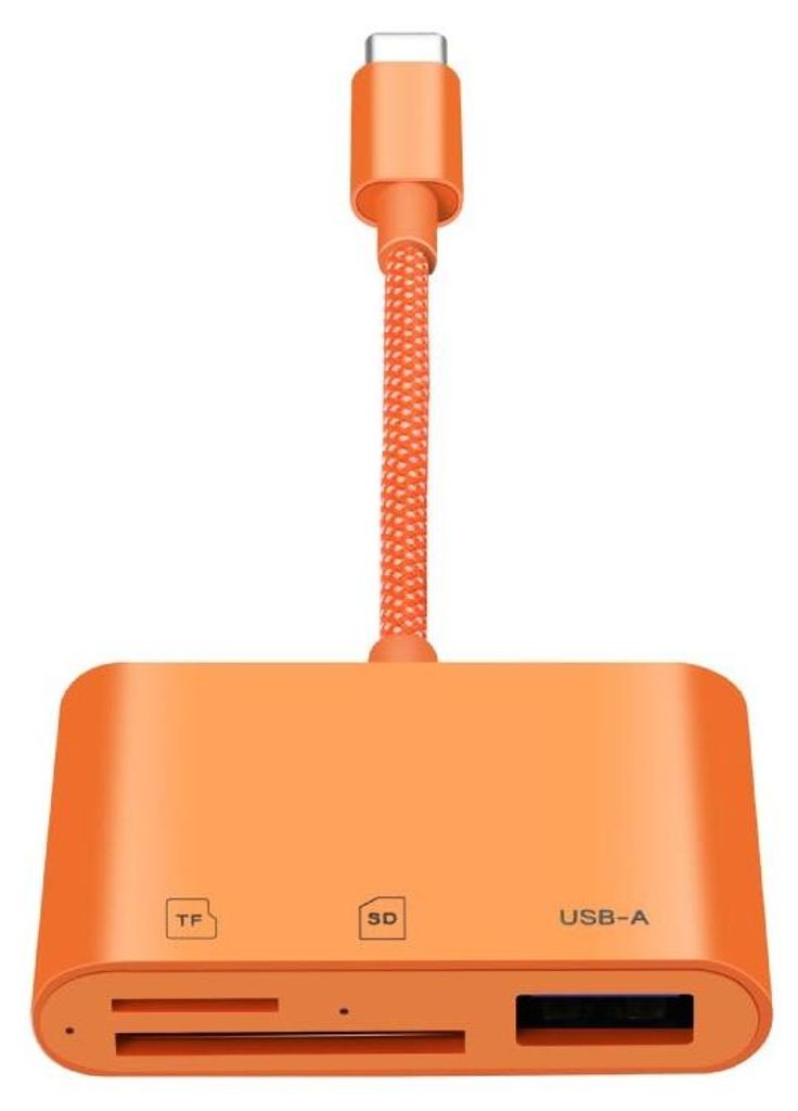 INF Type-C 3-in-1 Kartenleser SD TF USB ABS 10cm für iPad und MacBook Orange