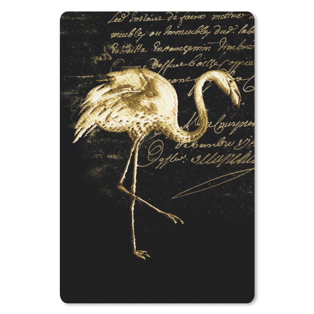 MuchoWow Mauspad Mousepad Flamingo - Illustration - Gold 40x60 cm - Mousepads - Maus Mat - Pad - Mausunterlage - Schreibtisch Accesoire