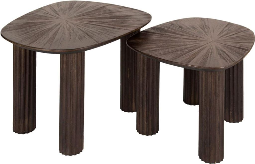 KAWOLA Couchtisch INKA Set 2-tlg. Teakholz braun viereckig
