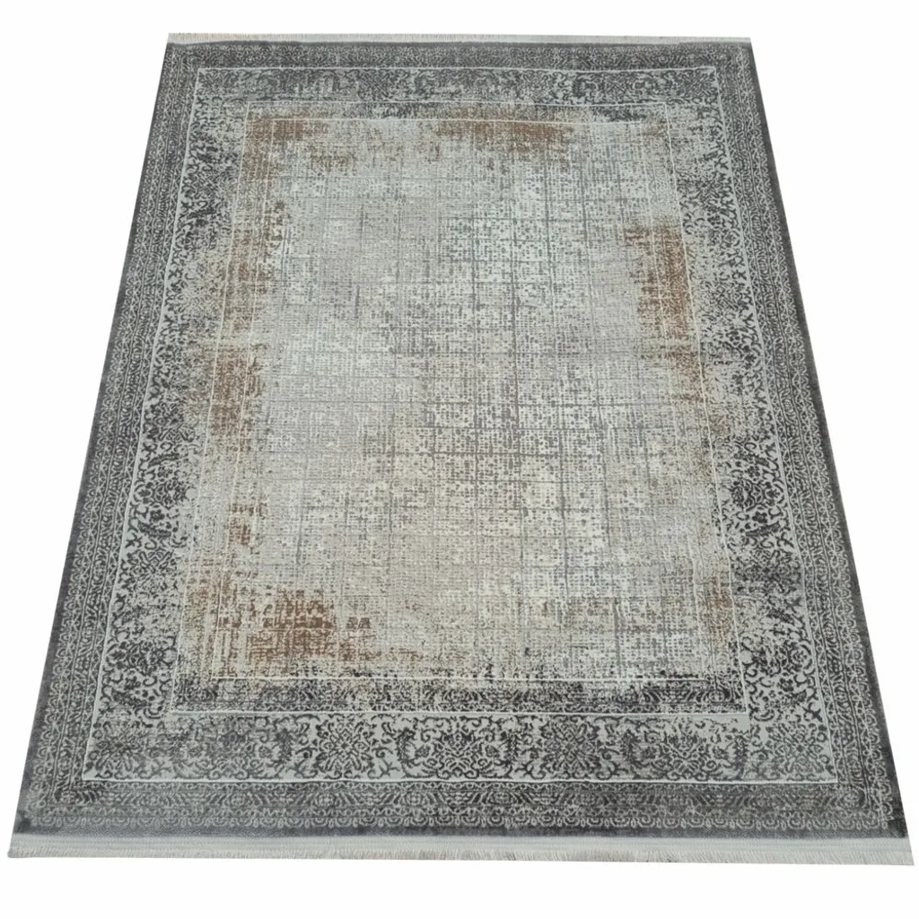 Tapis 120x170 cm STEFANO Beige Or et Noir - Style Chic et Moderne