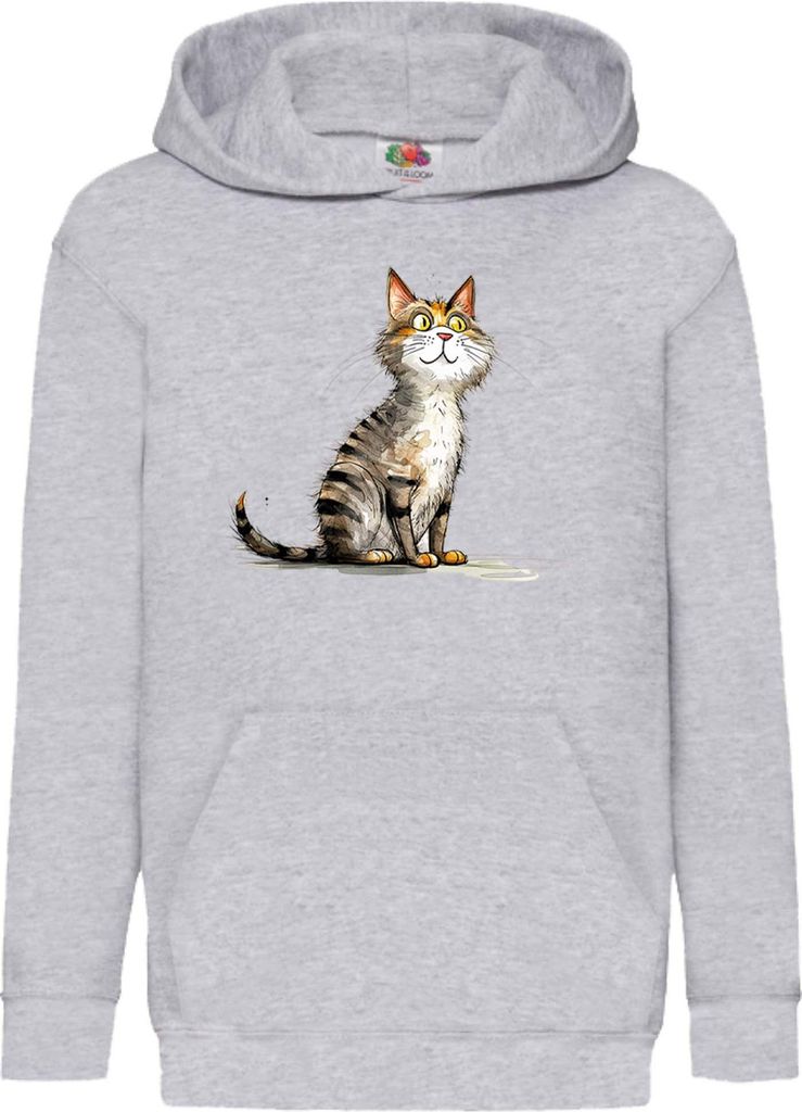 Kinder Kapuzenpullover Funny Cats Breeds Cyprus Cat, 12-13 Jahr - 152 / Grau