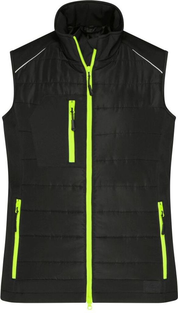 Softshellweste im attraktiven Materialmix black/neon-yellow, Gr. XS