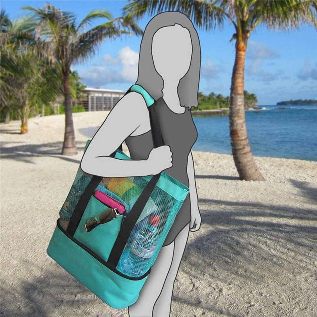 Strand Aufbewahrungstasche Netztasche Groß Strandtasche für Kinder Sandspielzeug 