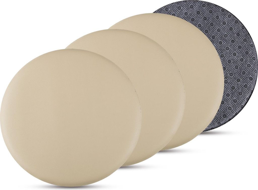Bestlivings 4er Pack Stuhlkissen taupe 38 cm Kunstleder mit Anti-Rutsch, Sitzauflage für Zuhause, Büro und Garten, ideal für Komfort und Stil