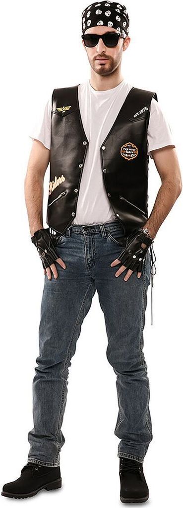 Motorradfahrer Kostüm Rocker Weste Skull Rider für Herren