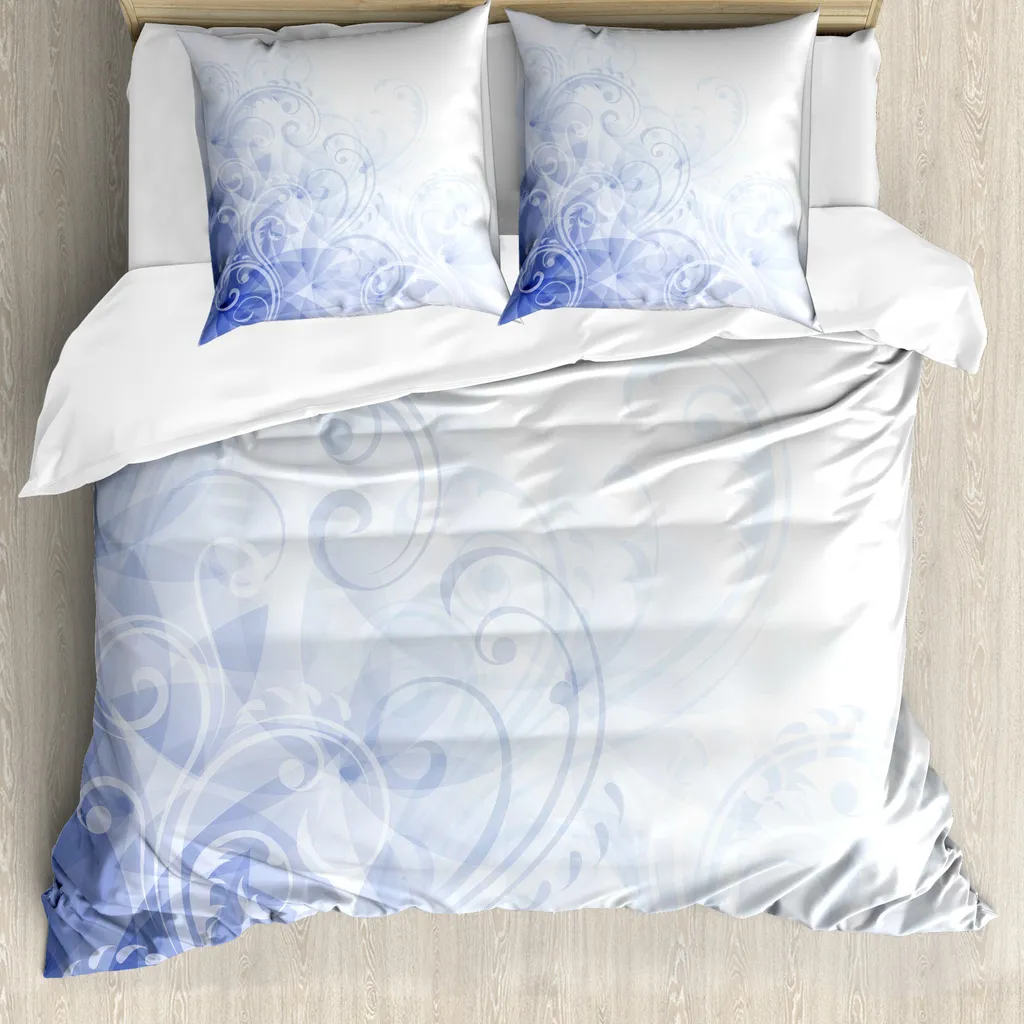 Biancheria Letto ABAKUHAUS Fiori Astratti Azzurro e Violetto
