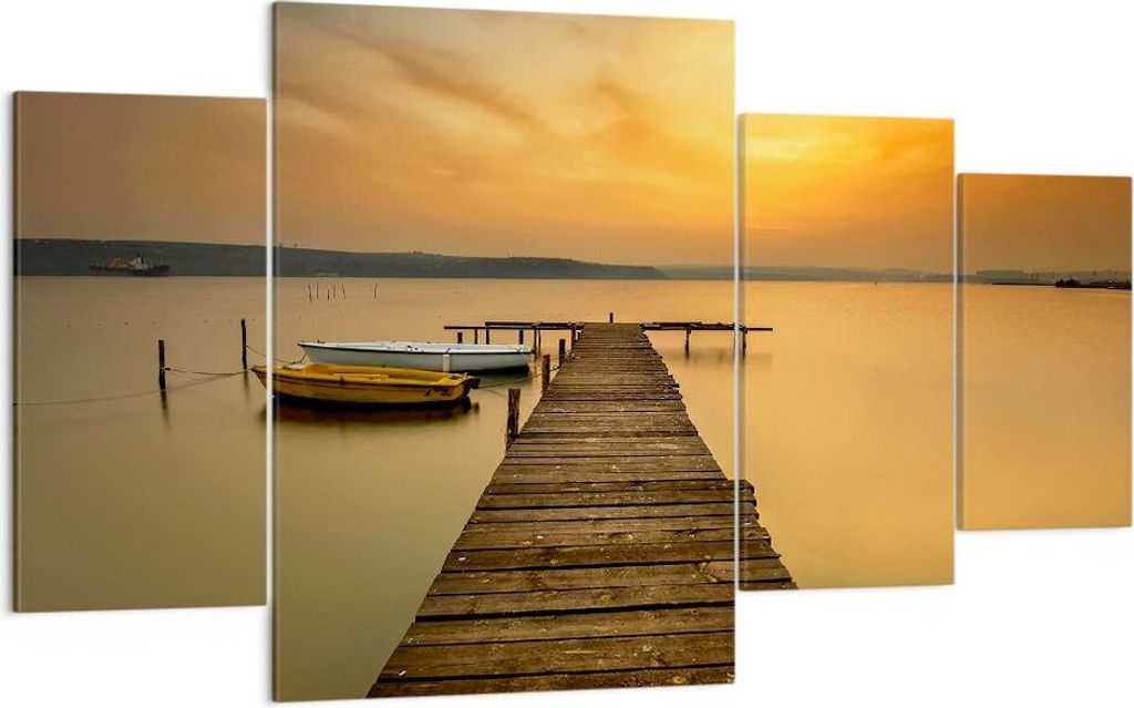 Bild auf Leinwand - Leinwandbild - See Brücke - 160x90cm - Wand Bild - Wanddeko - Wandbilder - Leinwanddruck - Bilder - Kunstdruck - Wanddekoratio...