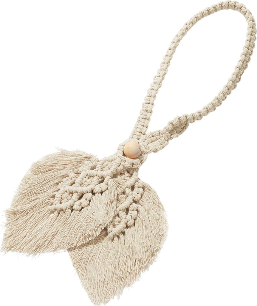 Vorhanghalter aus Holzperlen, geflochtene Blattform, Quaste, Vorhangverschluss im Bohemian-Stil, Bauernhaus-Vorhangdekoration, Raffhalter für Schl...